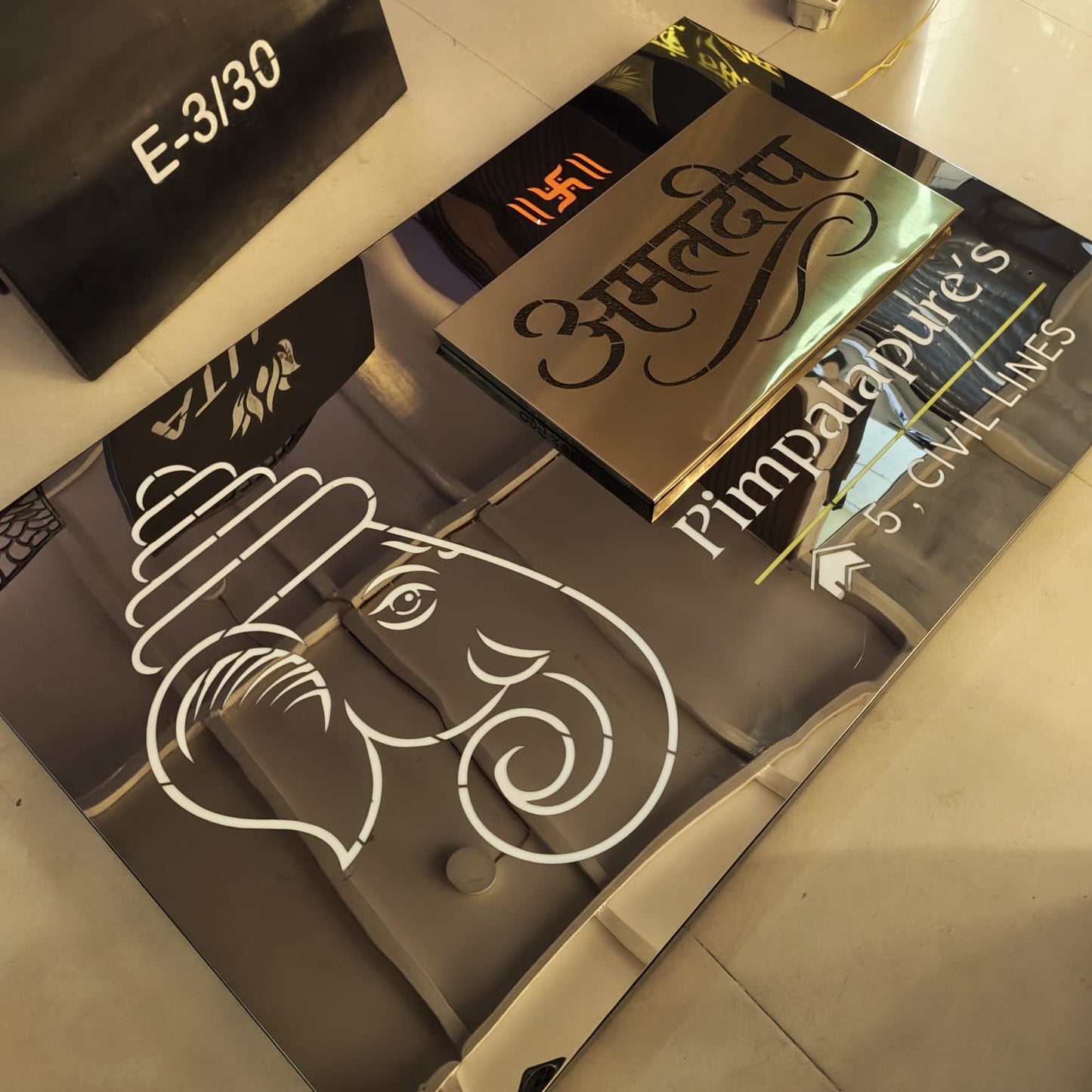 Titanium Black Mirror Nameplate20x36,20x40 inches