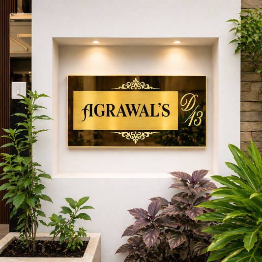 Titanium Black Mirror Nameplate12x24,12x36  inches