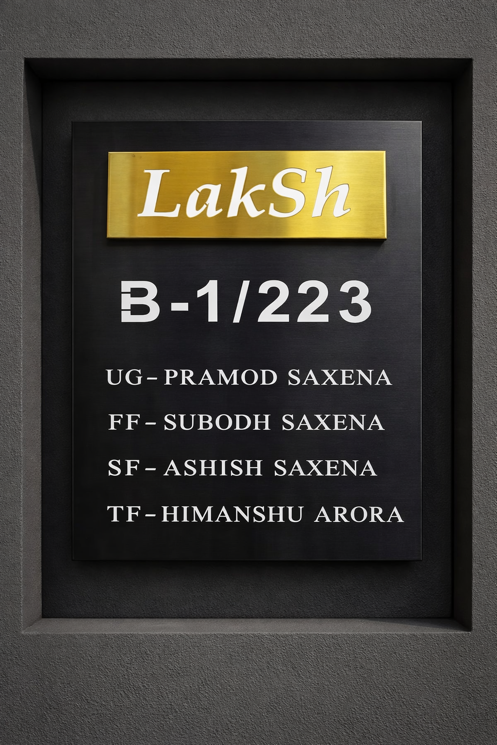 Titanium Black Matt Stainless Nameplate 20x28 inches