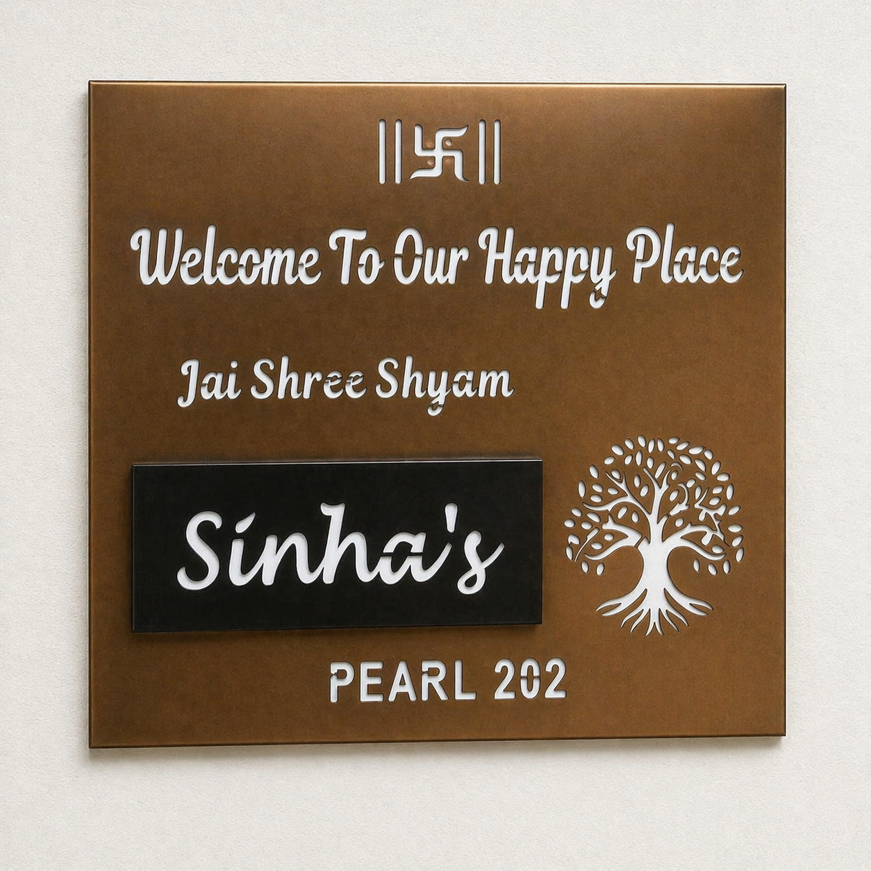 Rose Gold Matt Stainless Nameplate 16x16, 20x20, 24x24 inches