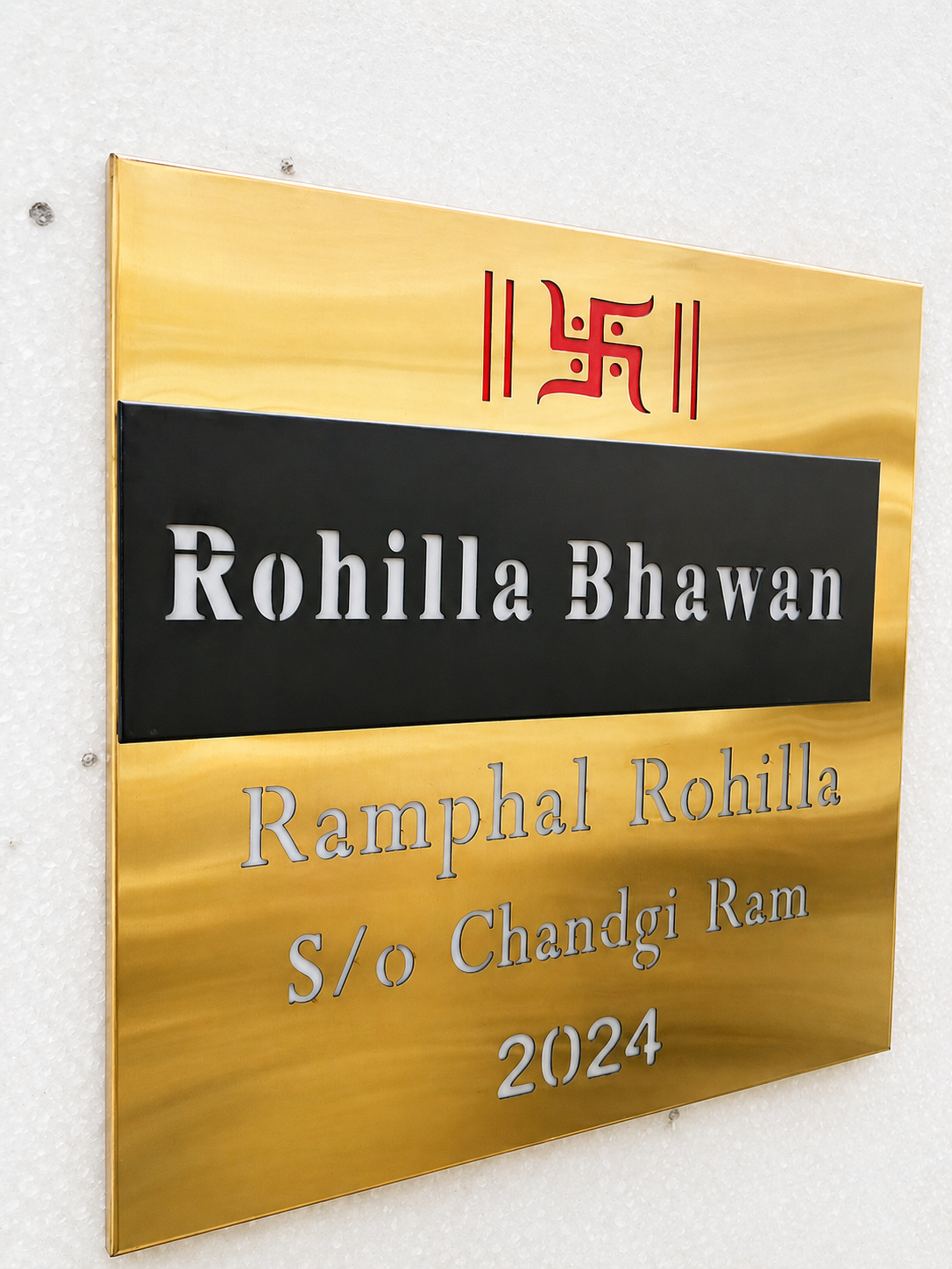 Gold Matt Stainless Nameplate  20x20 inches