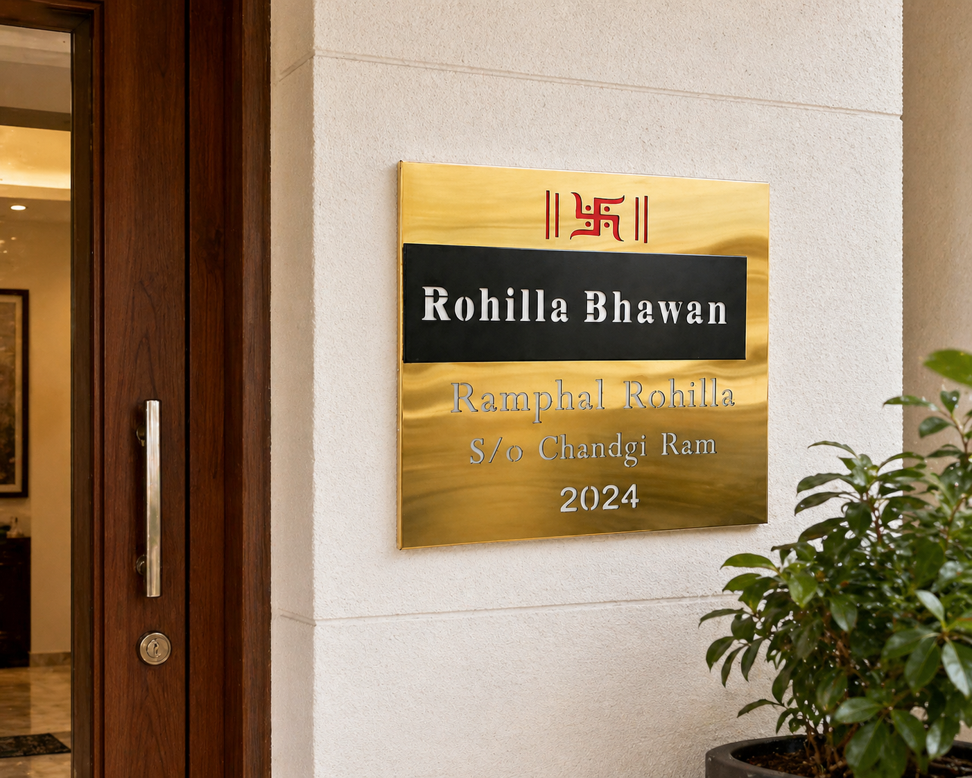Gold Matt Stainless Nameplate  20x20 inches