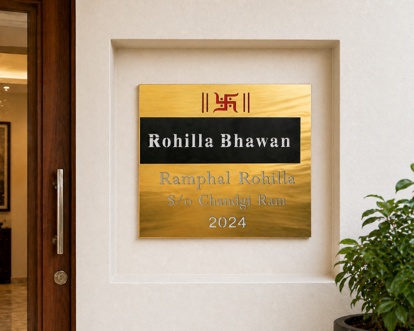 Gold Matt Stainless Nameplate  20x20 inches