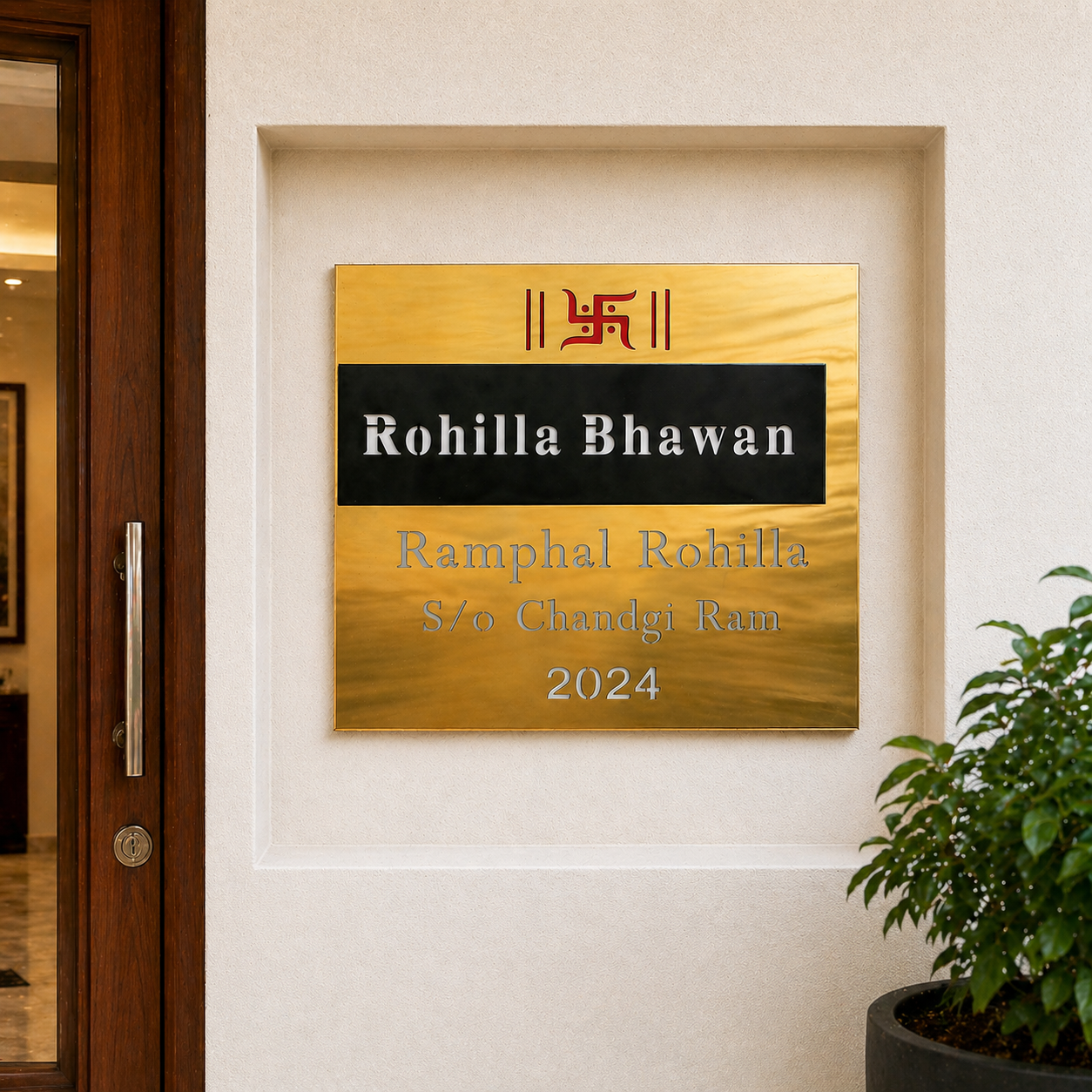 Gold Matt Stainless Nameplate  20x20 inches
