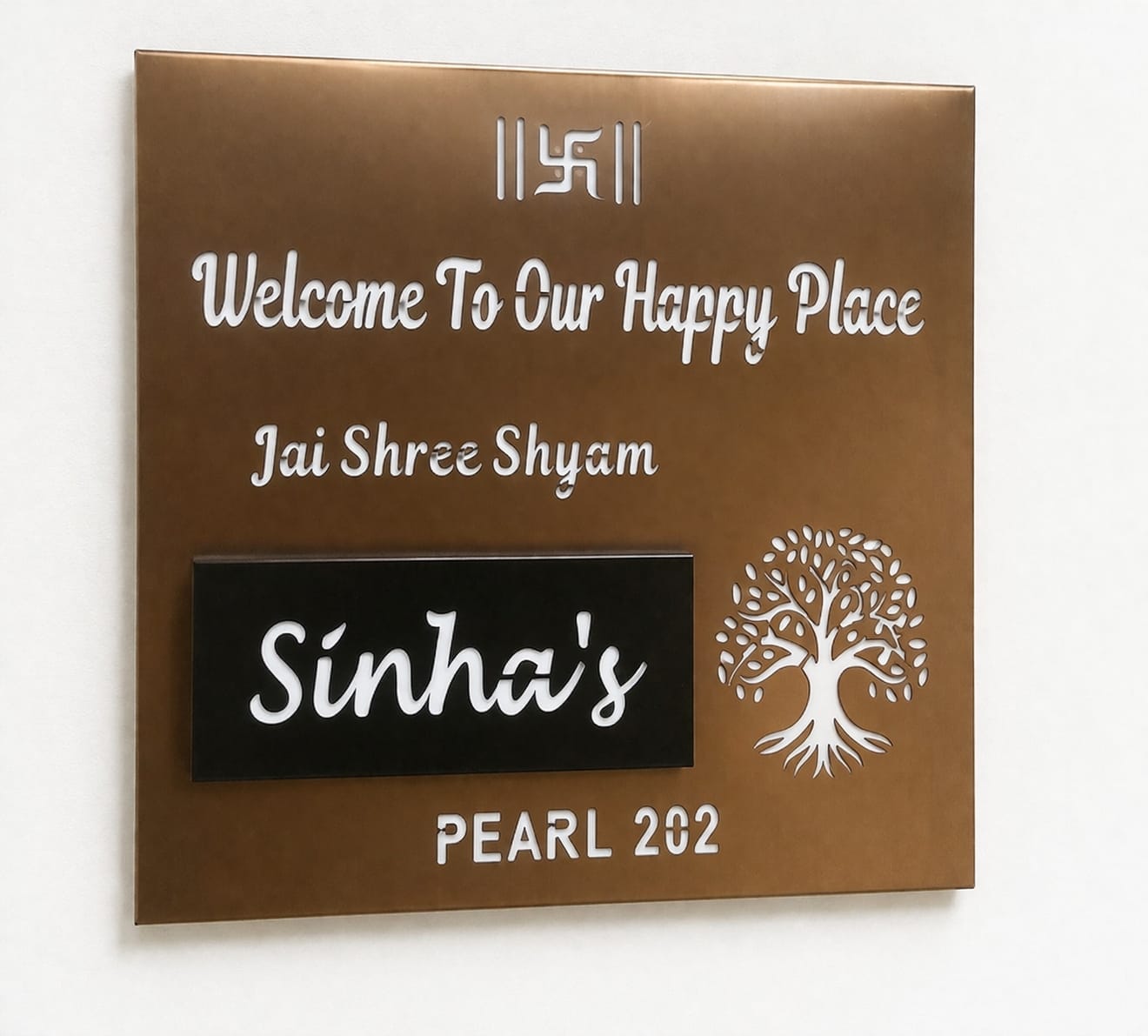 Rose Gold Matt Stainless Nameplate 16x16, 20x20, 24x24 inches